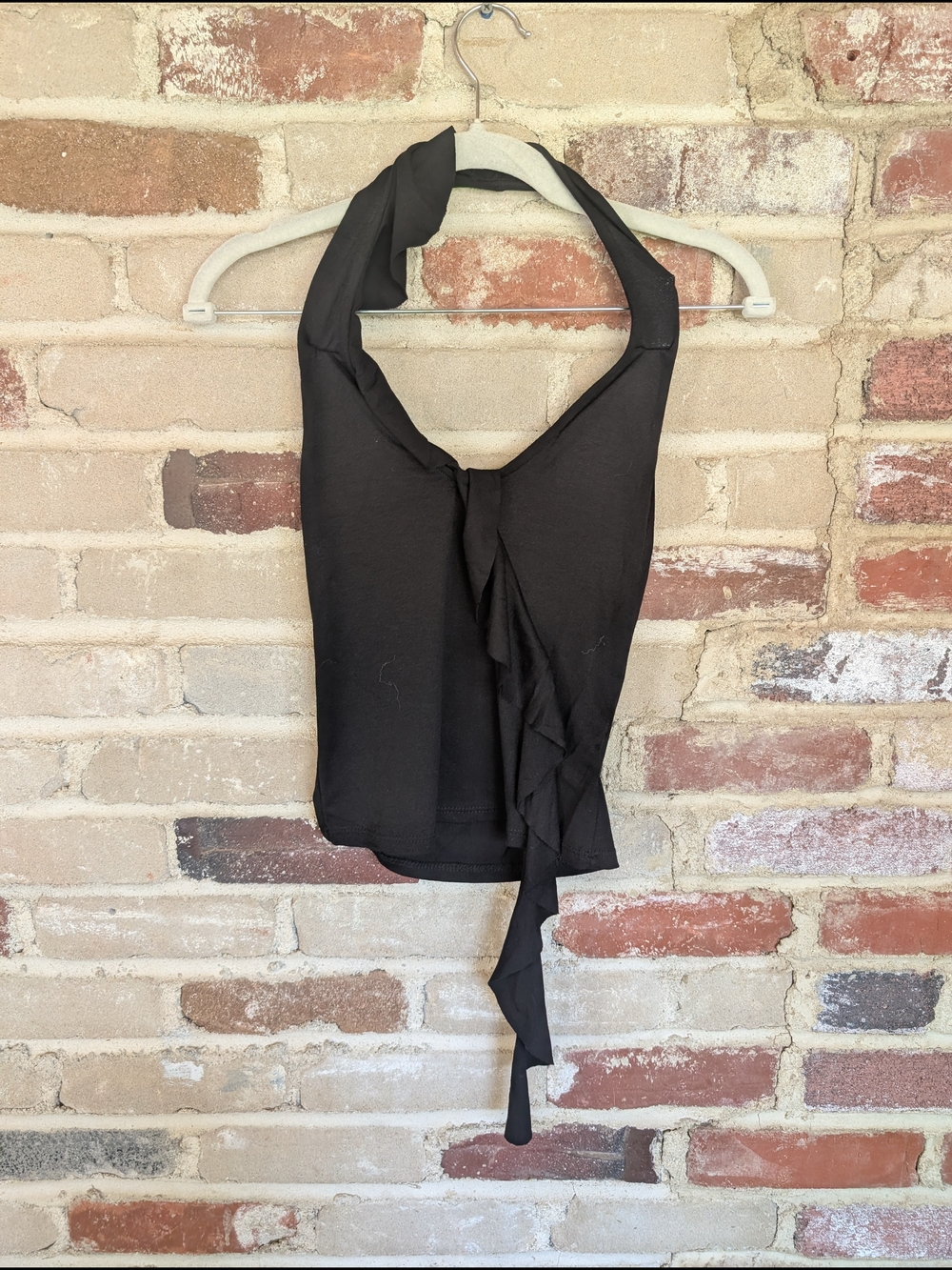 emory park Black Halter Tie-Detail Tank